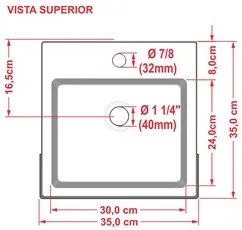 Cuba Pia Semi Encaixe para Banheiro Quadrada Kuad 355 C08 Verde Acqua