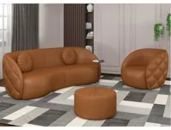 Sofá Decorativo 4 Lugares 318cm com Almofadas e Poltrona Zion Z32 Sint