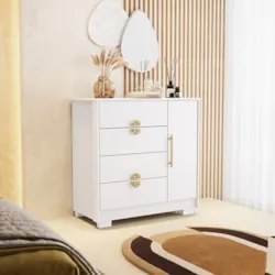 Cômoda Para Quarto 93cm Com 1 Porta Ilha Bela Flex Branco - Vila Rica