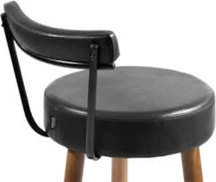 Banqueta Alta Estofada Pés Palito Kit 4 Tília Sintético Preto S08 - Mp