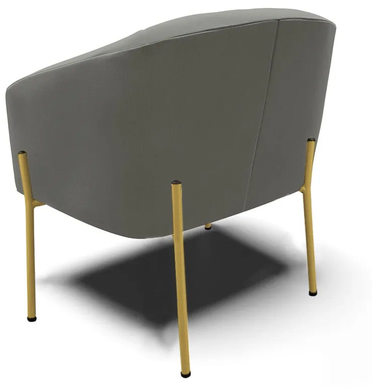 Poltrona Decorativa Pé de Ferro Dourado Stella Suede D03 - D'Rossi - Grafite