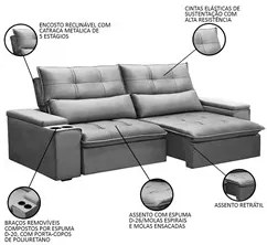 Sofá Retrátil Reclinável 3 Lugares 230cm Moritz F05 Veludo Prata - Mpo