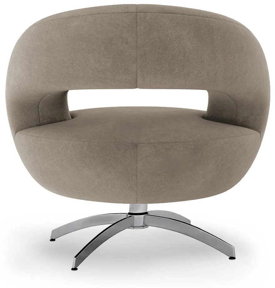 Poltrona Decorativa Base Giratória Topázio Veludo Bege - Sheep Estofados - Bege