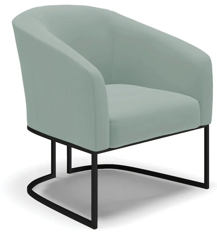 Poltrona Decorativa Industrial Preto Stella Cotelê Ext/Veludo D03 - D'Rossi - Menta