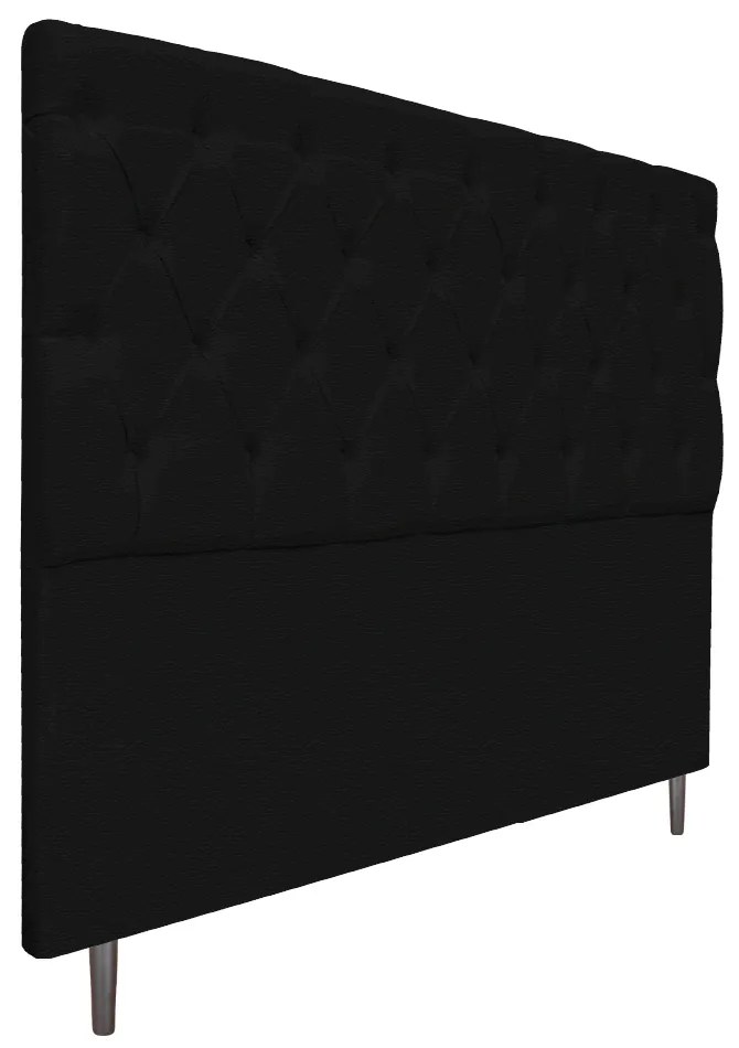 Cabeceira Estofada Liverpool 140 cm Casal Corano Preto - ADJ Decor