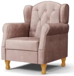 Kit 02 Poltronas de Amamentação Pés Madeira Lucy Z39 Veludo Rosê - Mpo