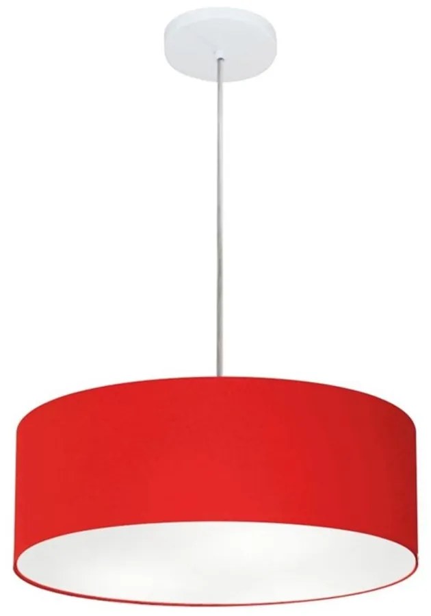 Lustre Pendente Cilíndrico Md-4132 Cúpula em Tecido 40x15cm Vermelho - Bivolt