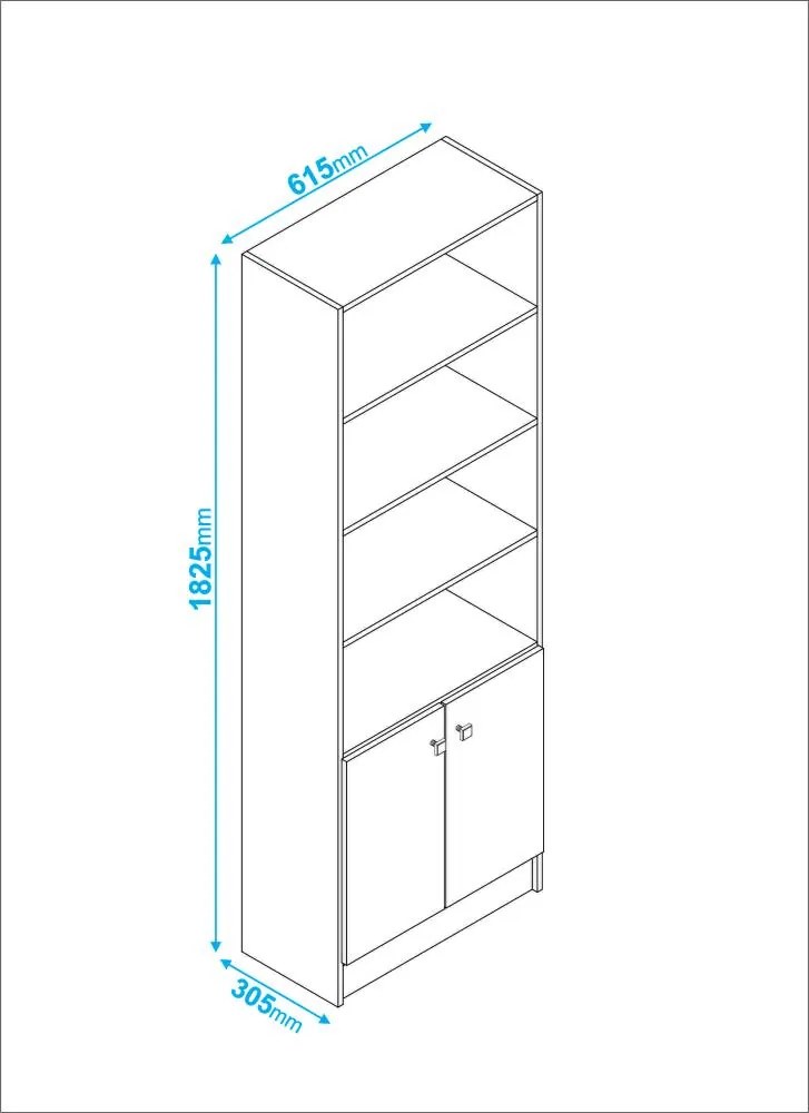 Estante Prateleira Livreiro 2 Portas Bl 03 - Branco