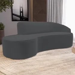 Sofá Living  2 Lugares 180cm Braço Direito Mozart D06 Veludo Cinza - M