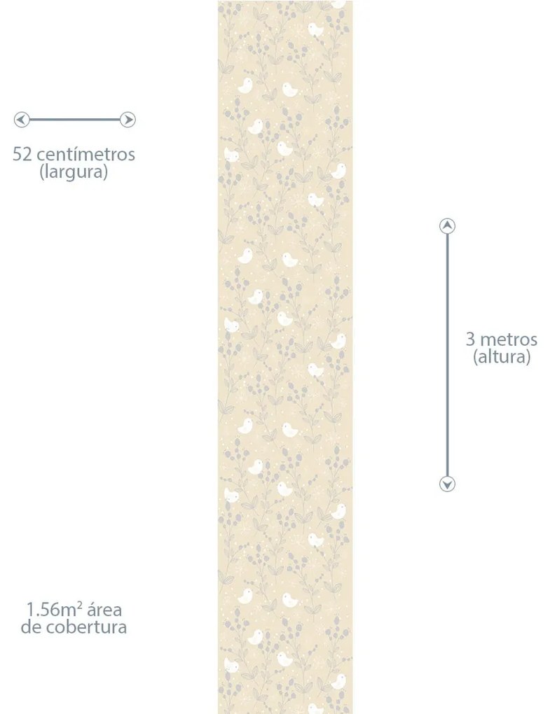 Papel de Parede infantil pássaros 0.52m x 3.00m