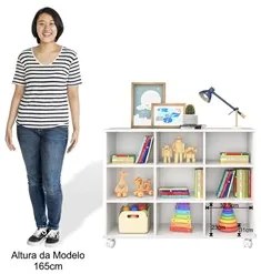 Nicho Organizador Toys 6 Gavetas Q01 com Rodízios Branco/Preto - Mpoze