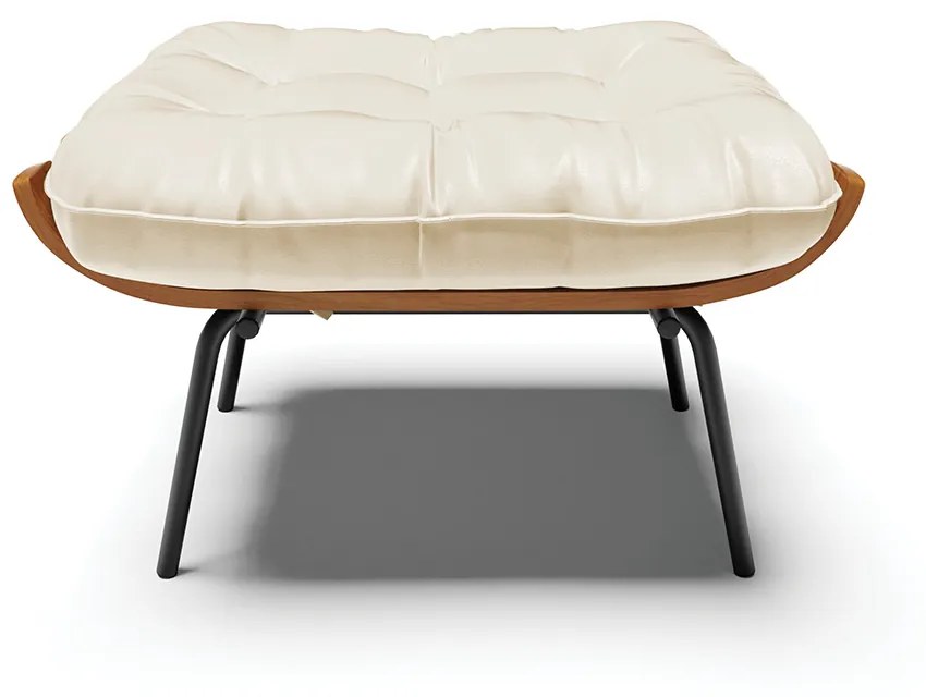 Puff Costela Corino Base Metálica Preto M11 - D'Rossi - Bege