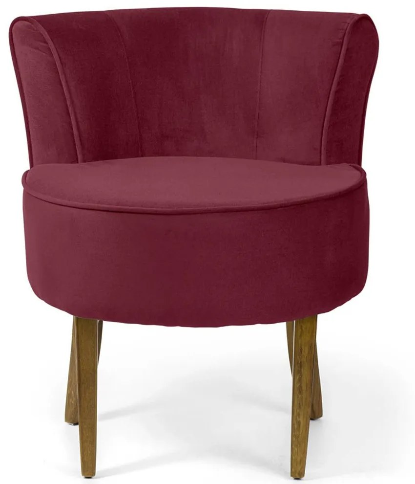 Kit 02 Poltronas Decorativas Sala de Estar Base de Madeira Ayla Veludo Marsala G15 - Gran Belo