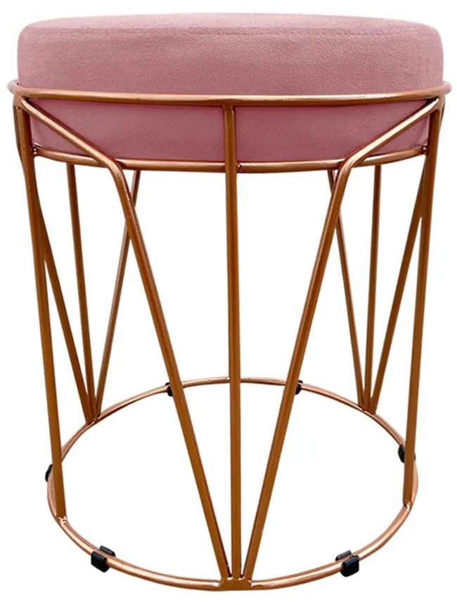 Puff Multiuso com Mesa Babu 2 em 1 Suede Base Cobre D'Rossi - Rose