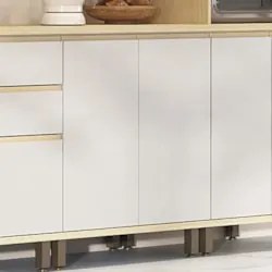 Balcão de Cozinha Tampo 80cm 2 Portas Pierre Carvalho/Cinza L01 - Mpoz