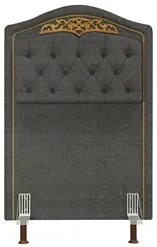 Cabeceira Cama Box Solteiro 90cm com Tachas Imperial J02 Linho Grafite