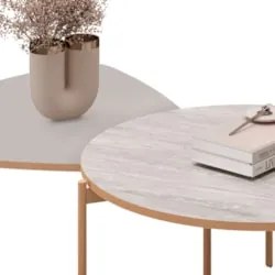 Mesa de Centro Para Sala Pés Metálicos Zira e Nala D04 Bali/Quartzo -