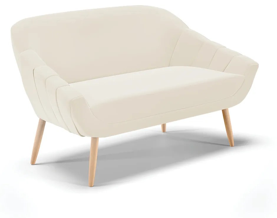 Namoradeira 02 Lugares Giovana Veludo Bege Pés Palito Natural - Indo Decorar