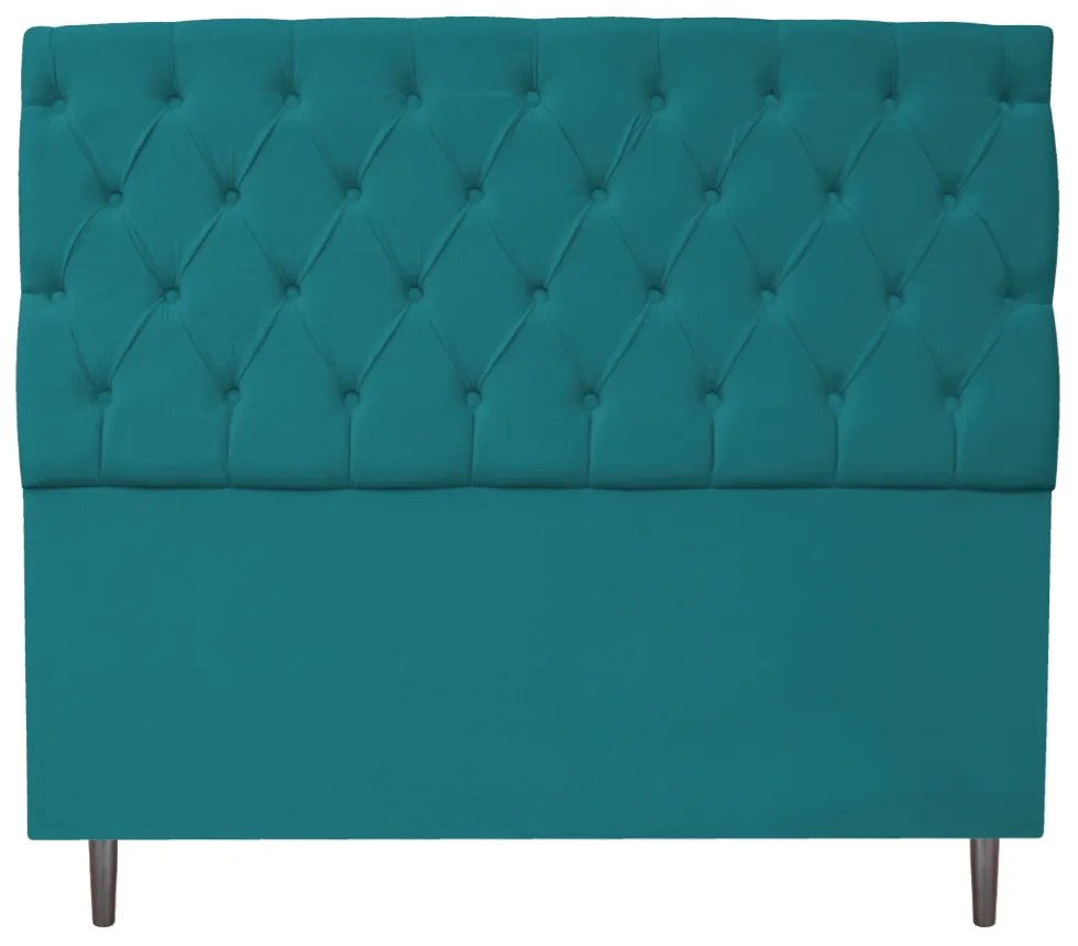 Kit Cabeceira e Calçadeira Liverpool 160 cm Queen Size Suede Azul Turquesa - ADJ Decor