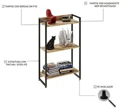 Estante Livreiro Dynamica Industrial 60cm 3 Prateleiras C08 Carvalho -