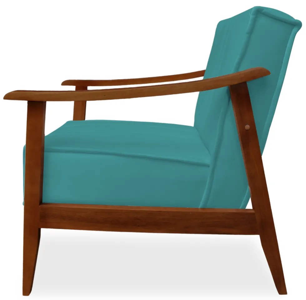 Poltrona Decorativa Vincenzza Veludo Azul Tiffany