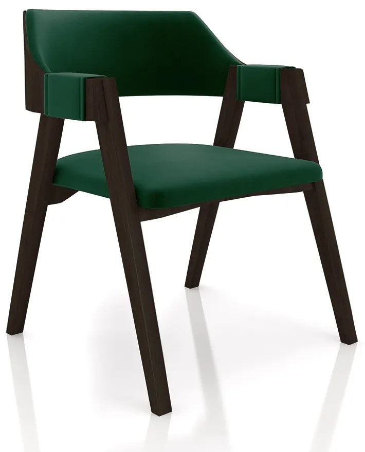 Conjunto Mesa de Jogos Carteado Bellagio Tampo Reversível e 6 Cadeiras Madeira Poker Base Estrela Veludo Verde/Capuccino G42 - Gran Belo