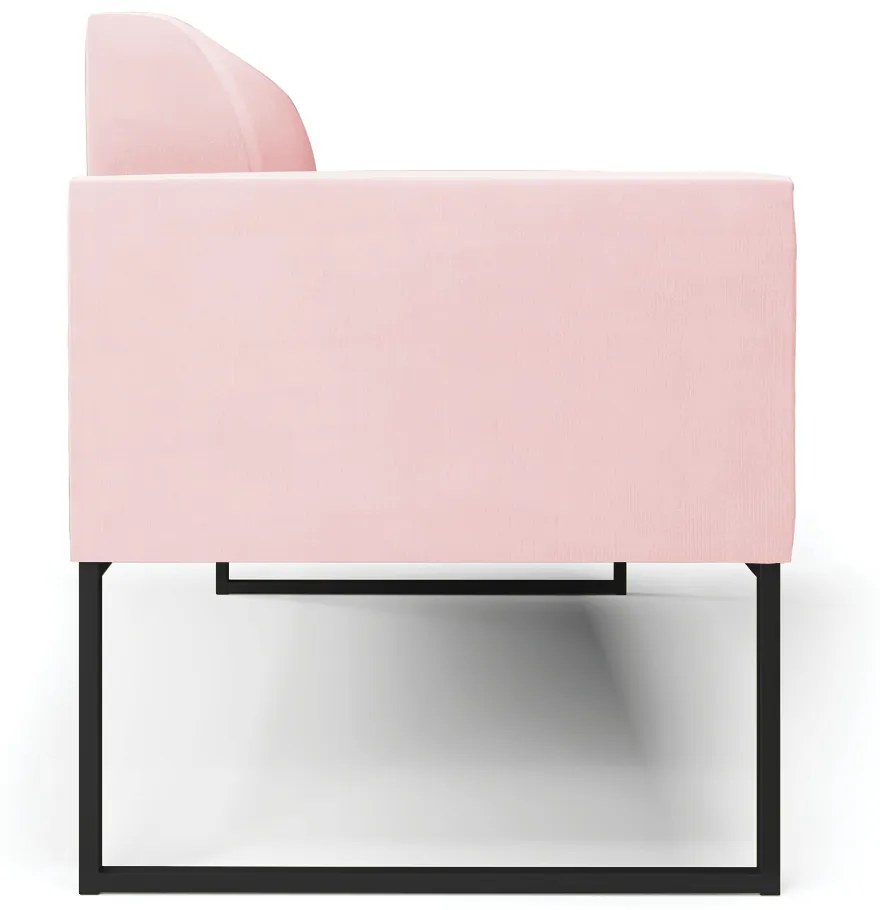 Sofá Namoradeira Base Industrial Preto Marisa Suede D03 - D'Rossi - Rosa Bebê