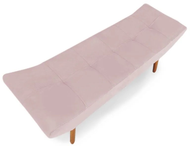 Puff Banqueta 140cm Maya Pés Palito Suede Rosa Bebê - Sheep Estofados - Rosa