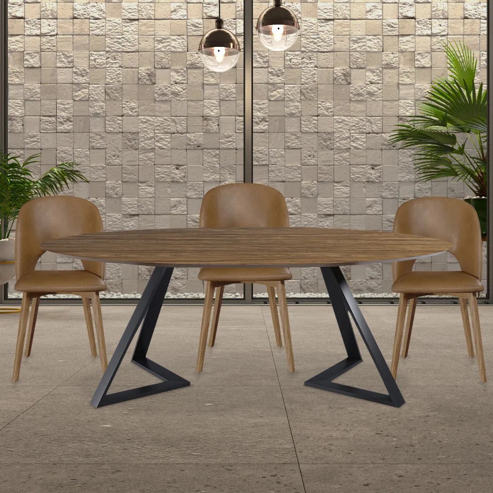 Cadeira Decorativa Sala de Jantar Madeira Maciça Hadassa PU Marrom/Nogueira G13 - Gran Belo