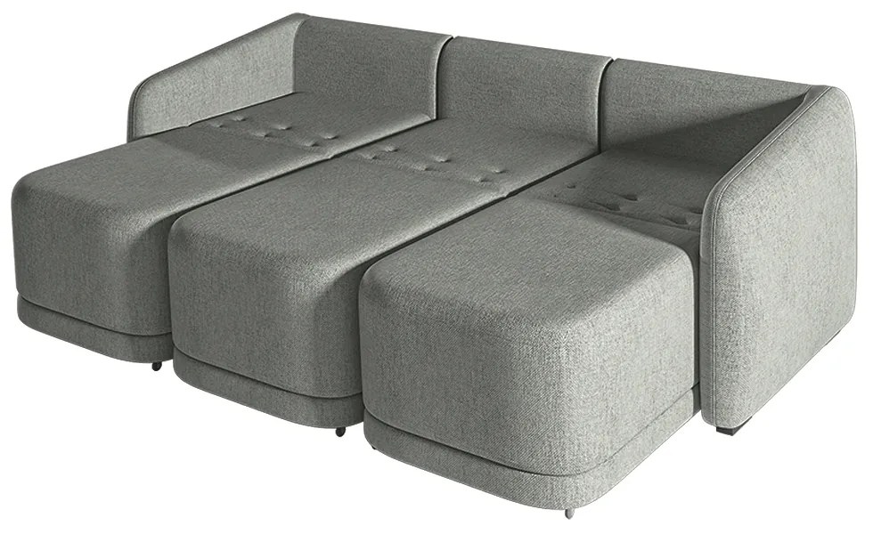 Sofá Cama Modulado Retrátil e Reclinável Decorativo Varsóvia 336cm Linho Cinza Chumbo G33 - Gran Belo