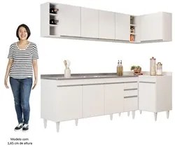 Armário de Cozinha Modulado de Canto Esquerdo 5 Peças CP54 com Pia Ino