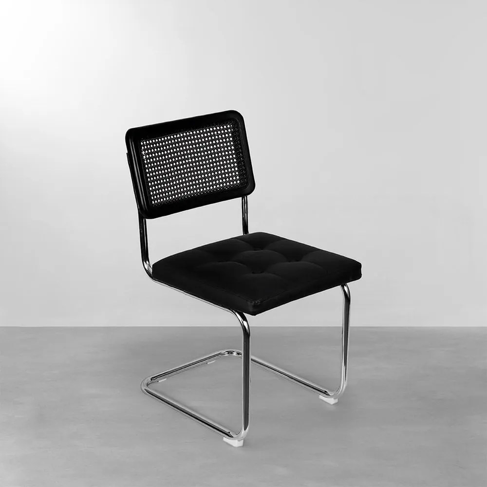 Cadeira Cesca Encosto Palha - Preto