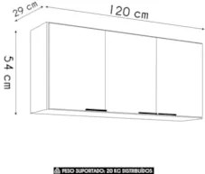 Armário de Cozinha Aéreo 120cm Pérola Z34 Branco - Mpozenat