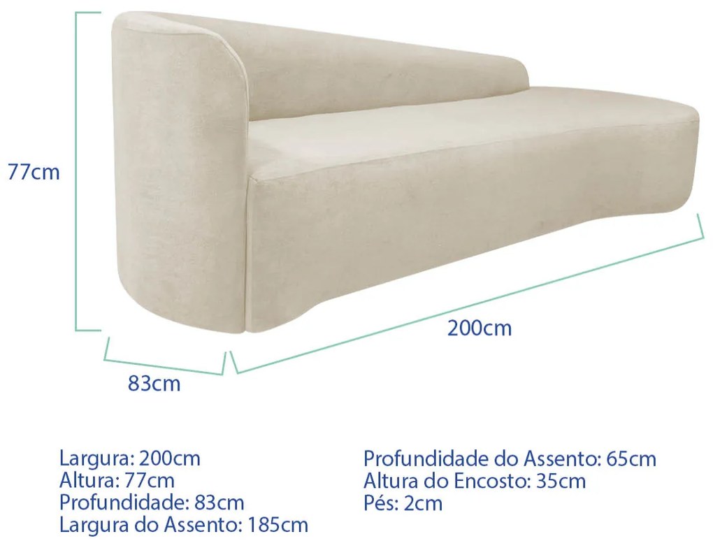 Kit Sofá Curvo França 200cm LD. e 2 Poltronas Luiza Max Conforto, Elegância e Design Moderno Bouclé