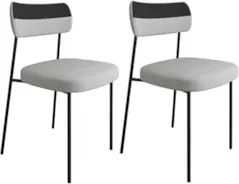 Kit 2 Cadeiras Estofadas Milli Corano/Linho A14 Preto/Cinza - Mpozenat