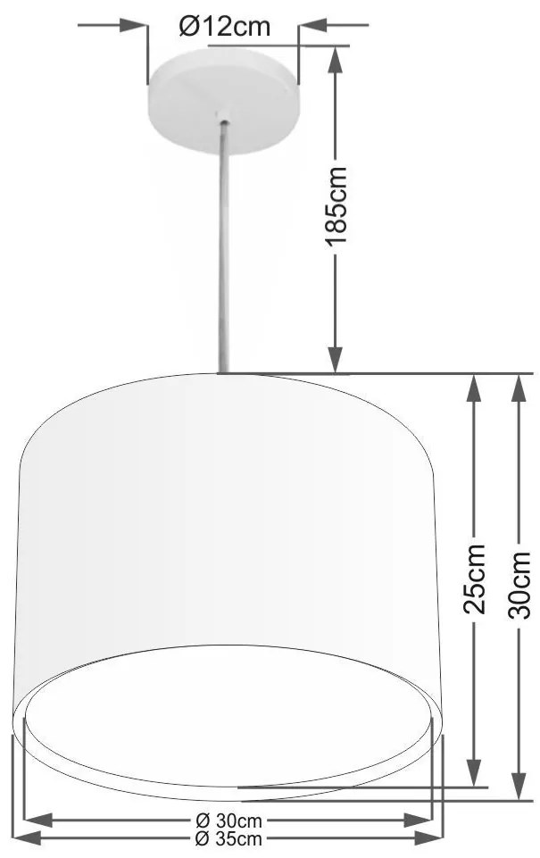 Lustre Pendente Cilíndrico Duplo Md-4285 Cúpula em Tecido 35x30cm Branco - Bivolt