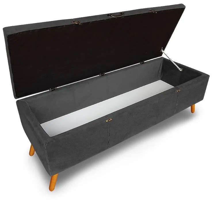 Calçadeira Baú Casal 140cm Caribe Pés Palito Suede Cinza - Sheep Estofados - Cinza