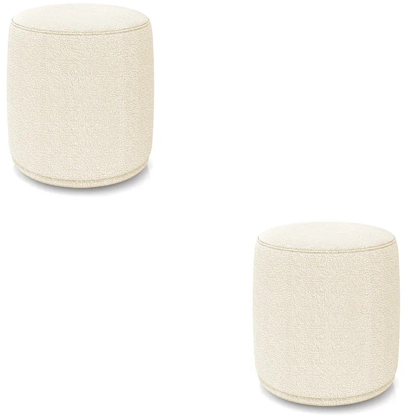 Puff Redondo Orgânico para Sala kit 2 Malu Bouclê M11 - D'Rossi - Bege