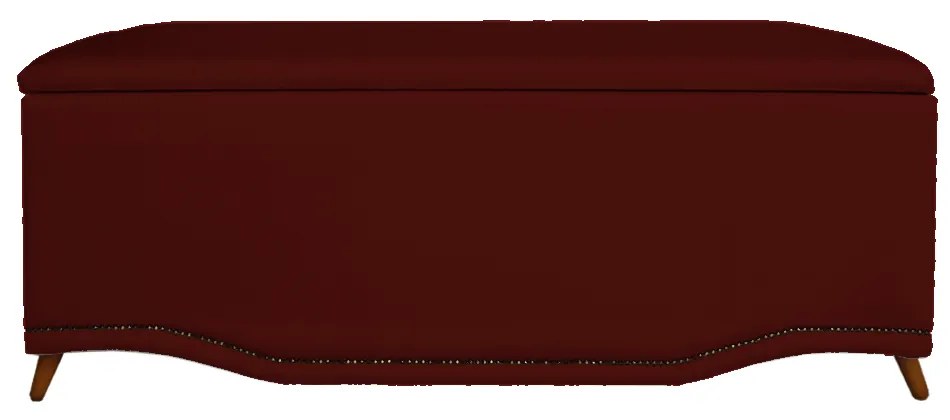 Calçadeira Baú Casal 140cm Greta Pés Palito Suede Bordô - Sheep Estofados