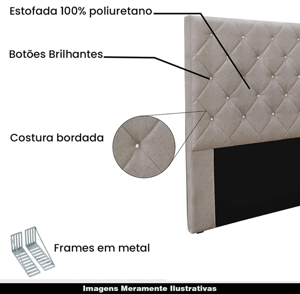 Cabeceira Decorativa Queen Size 1,60M Tàzio Linho Areia G63 - Gran Belo