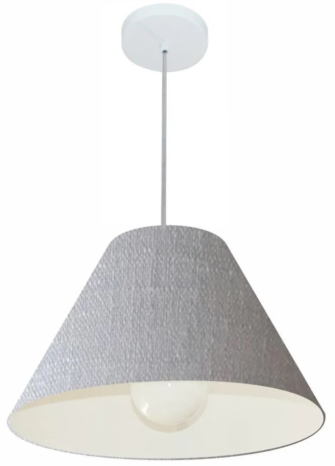 Lustre Pendente Cone Md-4078 Cúpula em Tecido 25/40x15cm Rustico Cinza - Bivolt