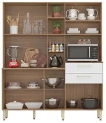 Kit Cozinha Compacta 7 Portas 2 Gavetas Encanto D02 Amendola/Branco -