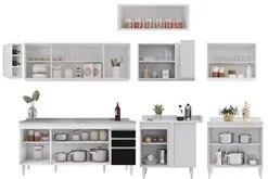 Armário de Cozinha Modulado de Canto 8 Peças CP27 com Pia Inox Branco/