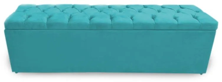 Calçadeira Baú Solteiro 90cm Nicole Capitonê Suede Turqueza - Sheep Estofados - Água