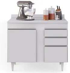 Armário Aéreo Indiana e Balcão Gabinete 100cm Luziania Branco - Lumil