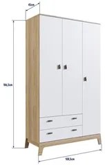 Guarda Roupa Infantil 108cm 3 Portas 2 Gavetas Favo de Mel 006 Itapuã/