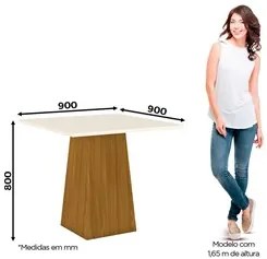 Conjunto Mesa de Jantar Inês Com 4 Cadeiras Vitória H02 Nature/Off Whi