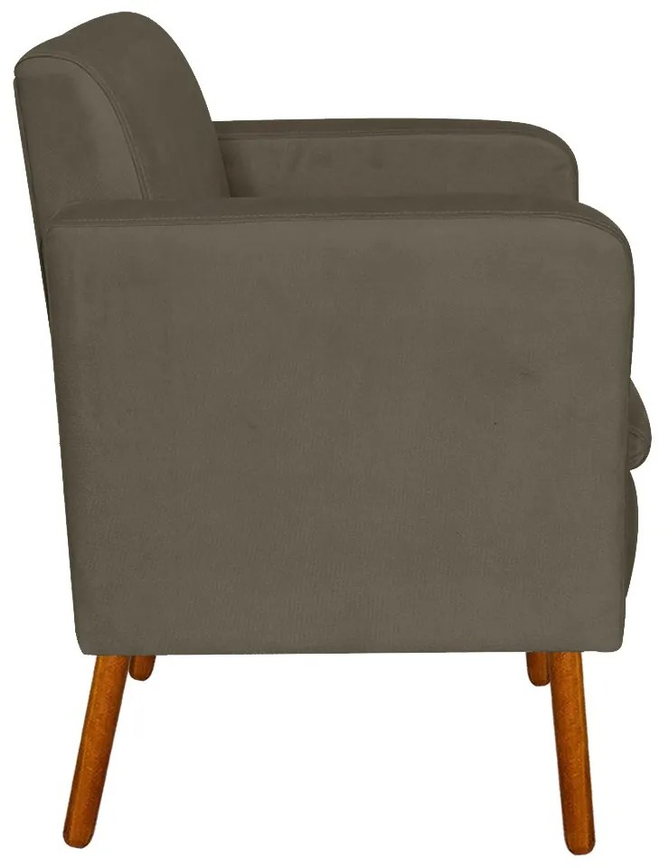 Poltrona Emilia Suede Marrom Rato Pes Palito - D'Rossi