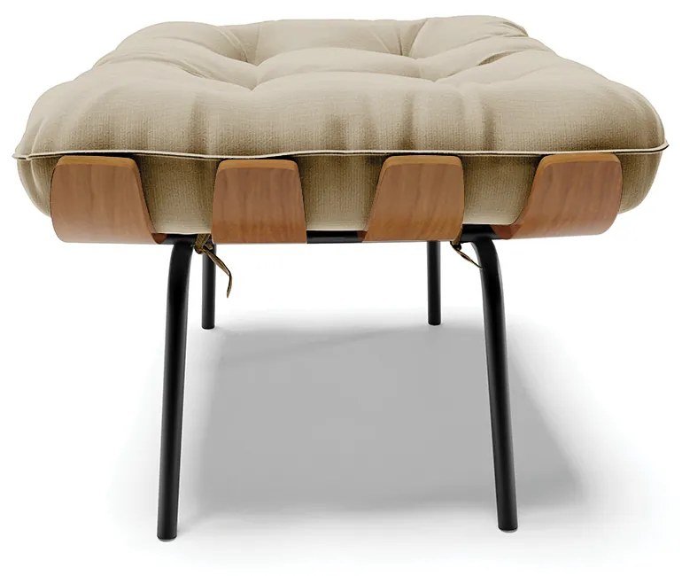Puff Costela Suede Base Metálica Preto - D'Rossi - Marrom Rato