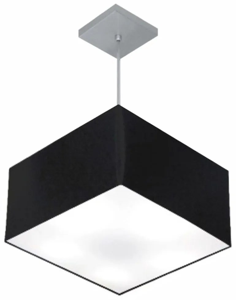 Lustre Pendente Quadrado Md-4020 Cúpula em Tecido 21/35x35cm Preto - Bivolt